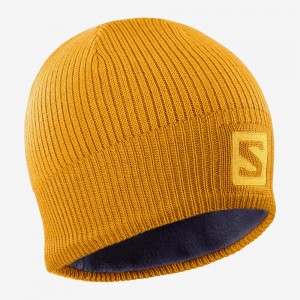 Yellow Men's Salomon Logo Caps | 3154906-CR